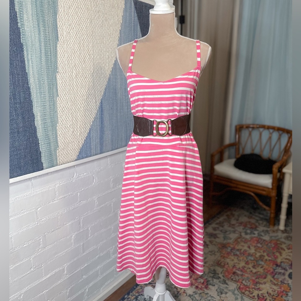 Old Navy Pink and White Striped Criss Cross Strap Sun Dress